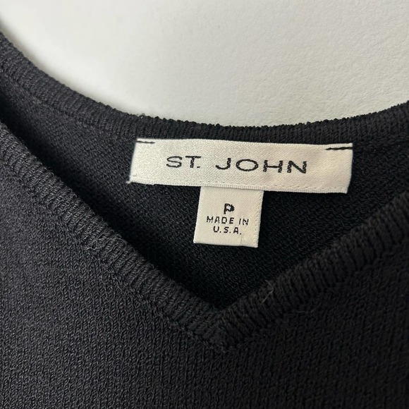 St. John Black Knit Tank Top V-Neck Y2K Cropped Size Small - Picture 3 of 4